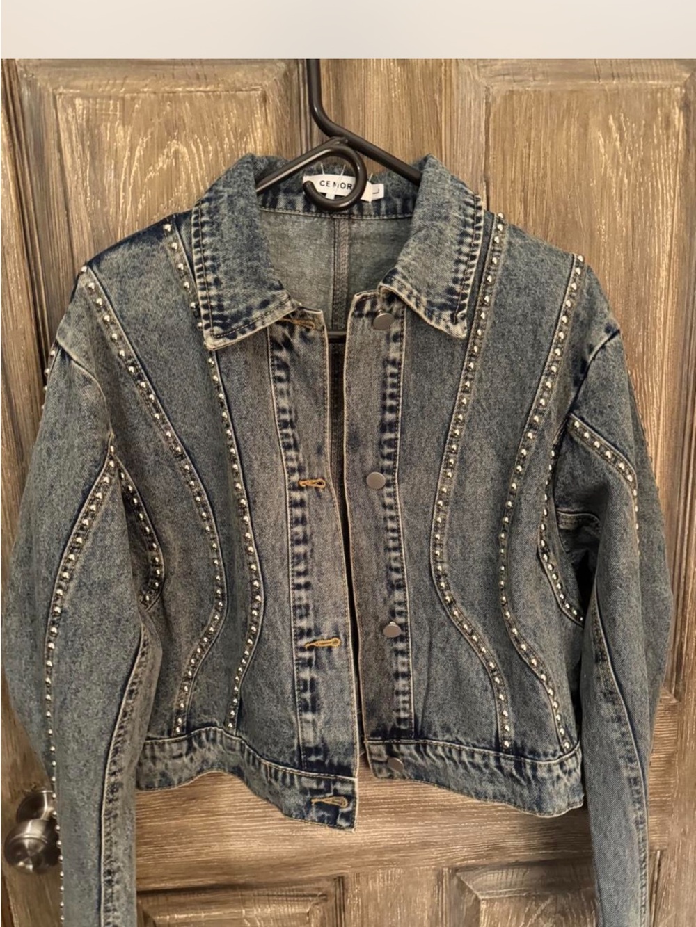Ce More washed Blue Studded Denim Jacket